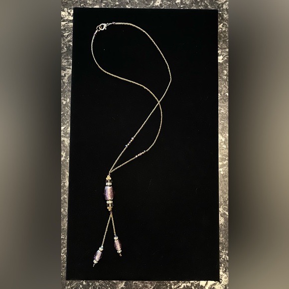 VECCHIA Murano Italian 🇮🇹 Hand Blown Lilac Glass Beaded Necklace - Picture 3 of 12